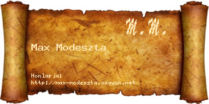 Max Modeszta névjegykártya